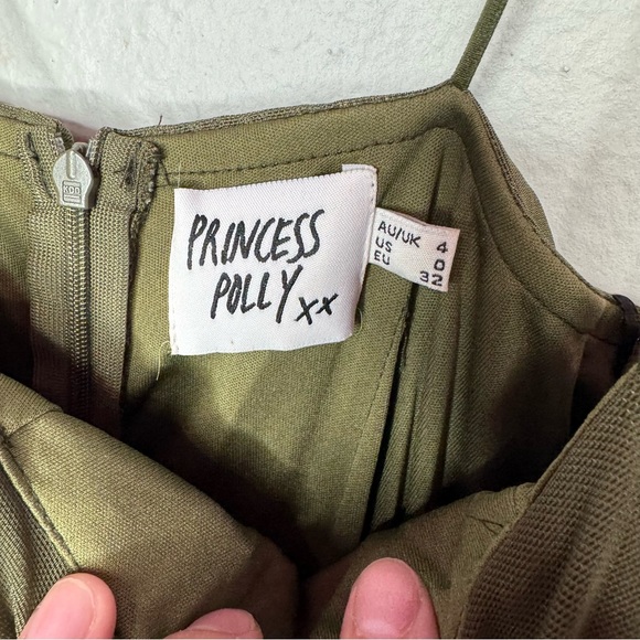 Princess Polly Olive Green Mesh Mini Dress Size 0 - Picture 4 of 5